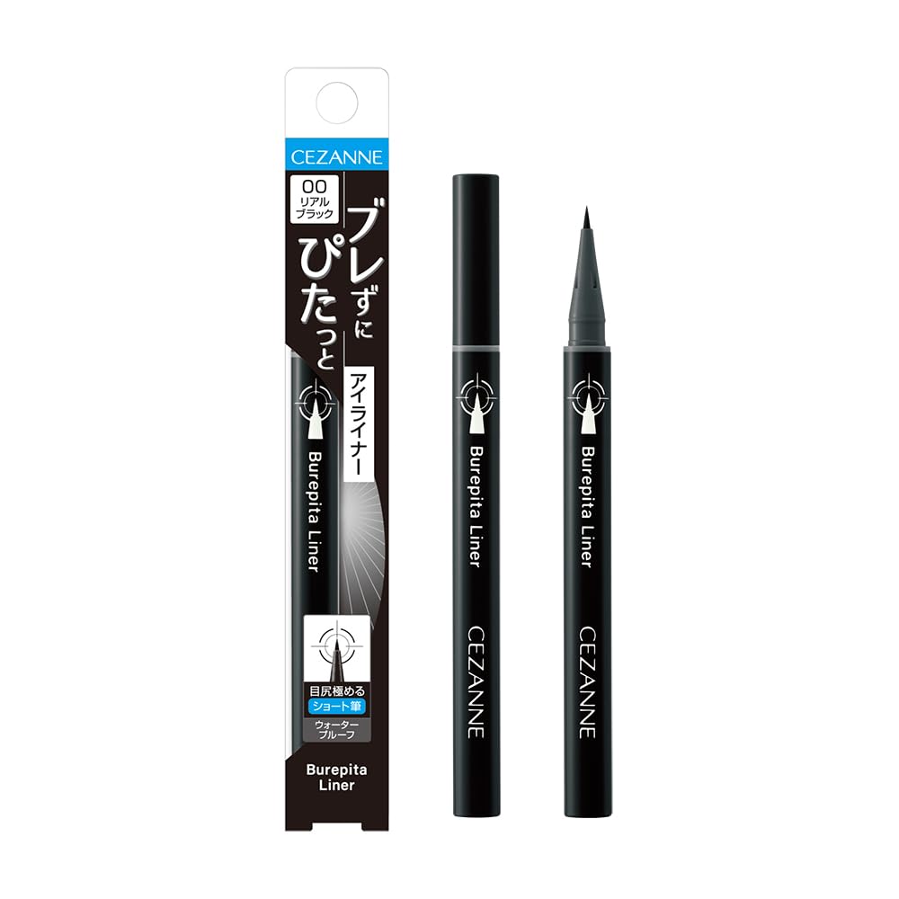Sazane Ble-proof Liner 00 Real Black 0.67ml Short Brush Eyeliner for Precise Outer Corners : Beauty