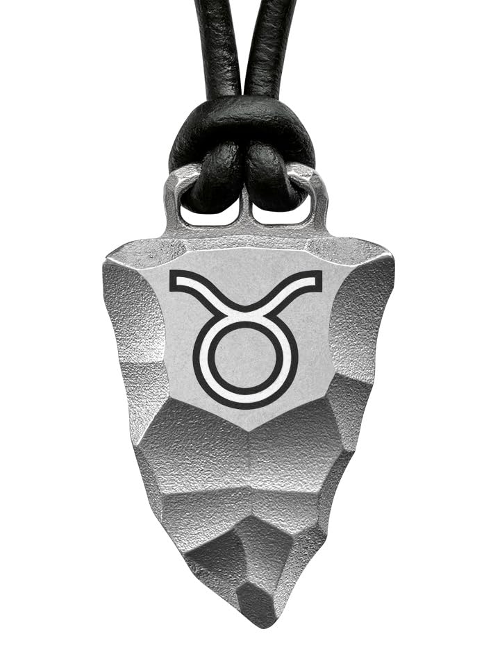 Element of Gods Titan Faustkeil Sternzeichen Stier Taurus Anhänger mit Lederband in schwarz