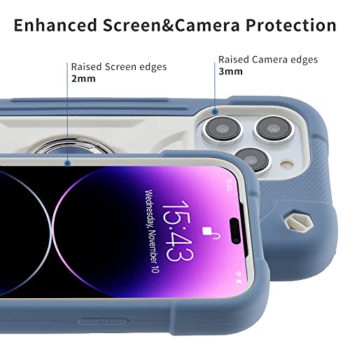 Image of MARKILL Compatible with iPhone 14 Pro Max Case 6.7 Inch with Ring Stand, [Soft Silicone and Hard Plastic ] Heavy-Duty Military Grade Shockproof Case Phone Cover For iPhone 14 Pro Max. Blue