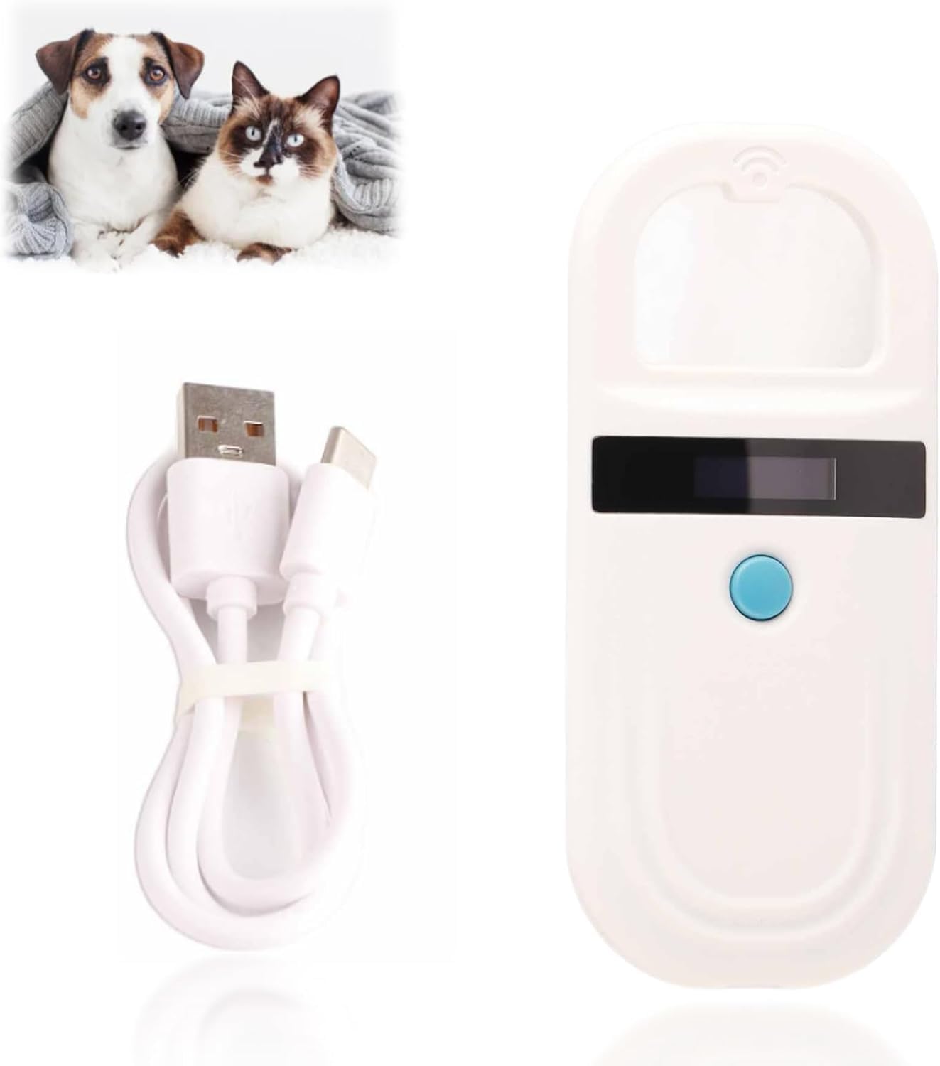 Pet Microchip Scanner, RFID EMID Animal Handheld Reader 134.2kHz Scanner for Microchips for Pets Support FDX-B (ISO11784/11785) EMID USB Rechargeable Chip Reader