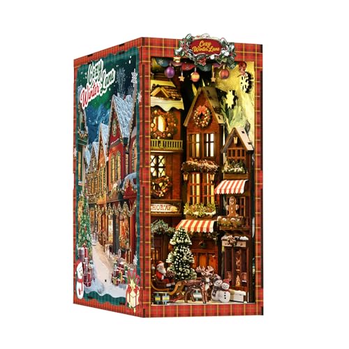 Kit de rincón de libro navideño en madera 3D con luces LED de 9x7 pulgadas