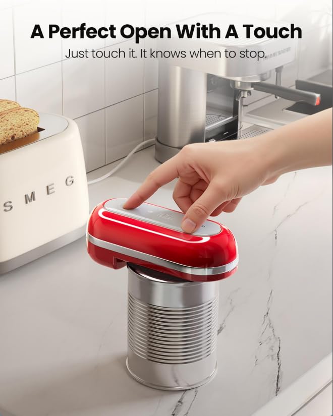 Ouvre-boîte électrique rétro rouge Canslab pour cuisine - 4