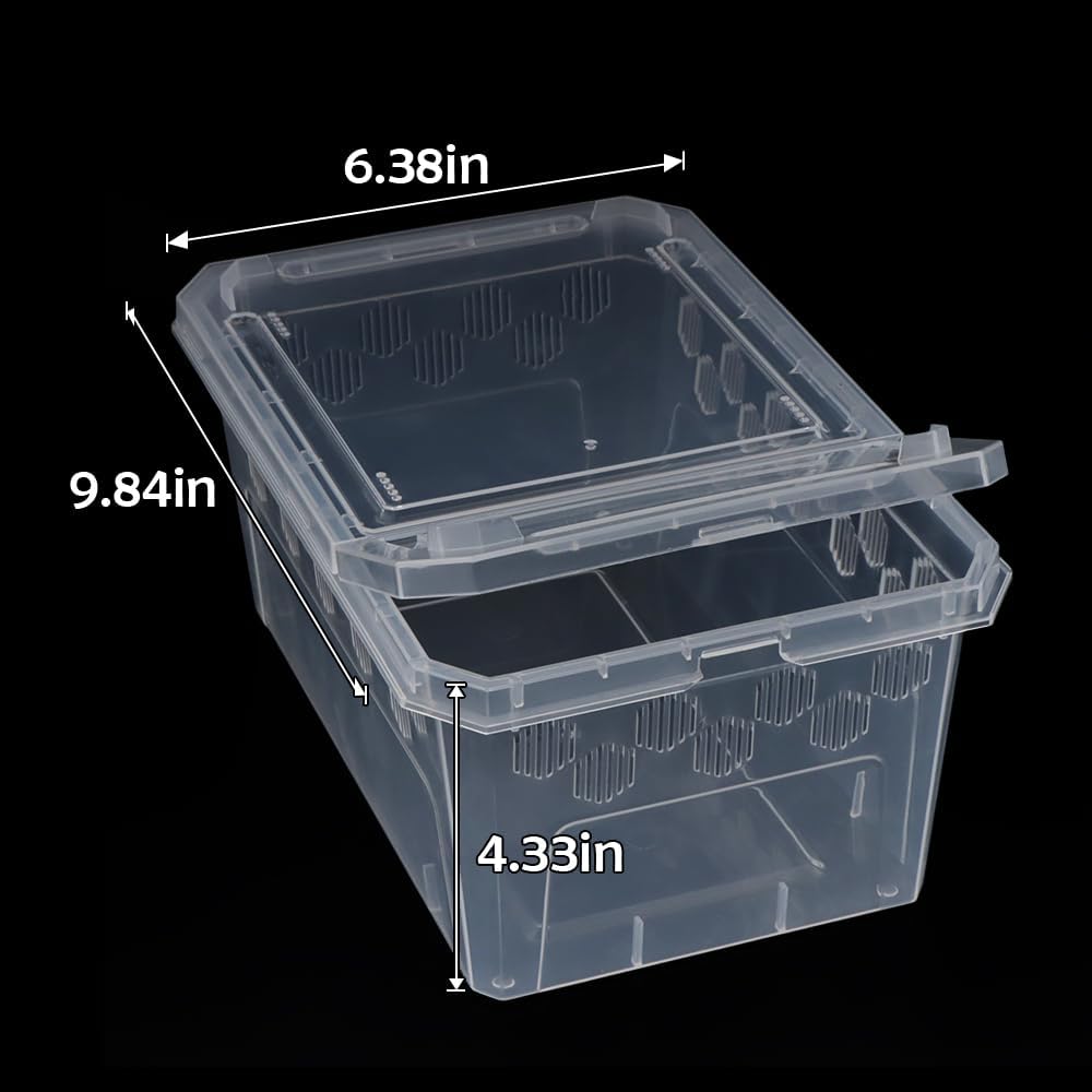 4 Pack Reptile Feeding Box Breeding Box Transparent Cage Habitat Hatching Container for Reptile Spider Scorpion Gecko Tortoise Treefrog