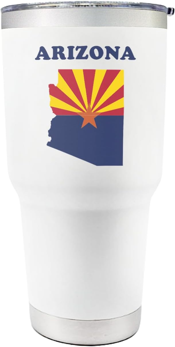 Palm City Products Premium 30 oz White Tumbler with Slider Lid - Arizona Map Design - Perfect for Coffee, Travel, and Gifts - Ideal for Arizona Enthusiasts and Souvenir Collectors - Image 2