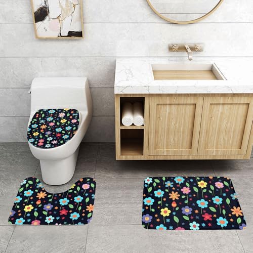 Tapis de salle de bain facile à nettoyer antidérapant fleurs - 4