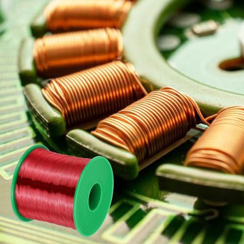 QUARKZMAN Kupferlackdraht 0.2mm, 32 AWG, isolierter bis 155°C Kupferdraht, Lackdraht für Transformatoren, Handwerk, Elektrik und DIY, Rot (453G）