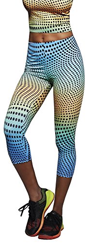 Firstclass Trendstore Fitnesshose in 3/4 Länge (Caprileggings) Gr. S M L XL, Damen Caprihose Leggings Leggins Fitness Laufhose Sport (Wave 70 Gr. L) Cover