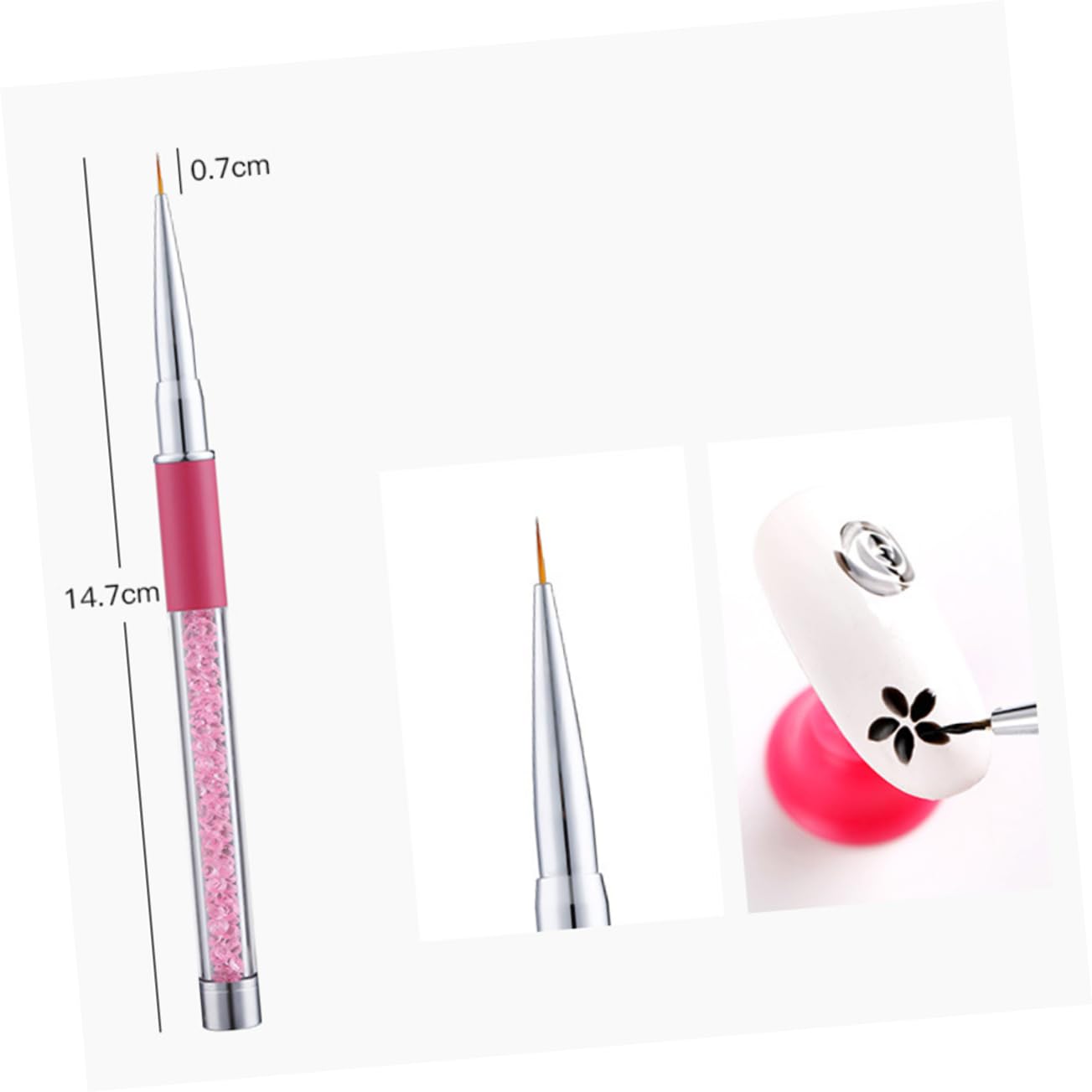 Healeved 10pezzi Pennelli Per Manicure Acrilico Con Manico Rhinestone Kit Di Strumenti Per Nail Art Per Uso Professionale e Domestico