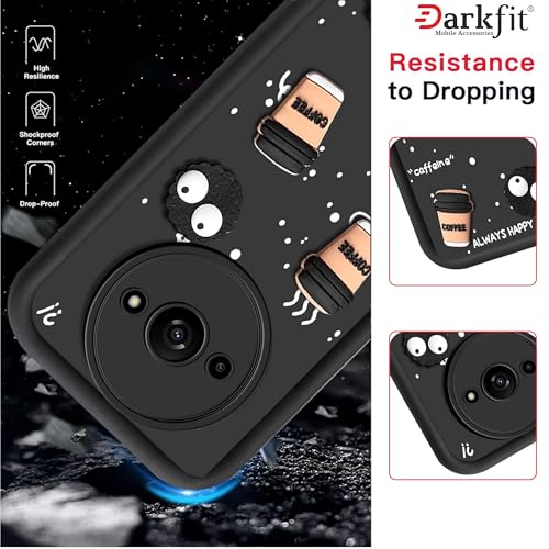 Image of Back Case Cover Compatible with Poco C61 | Cute Fun Cartoon Ball 3D Coffee Silicone Case | Body Protection | Camera Protection | Shock Proof | Color Black | Pack of 1