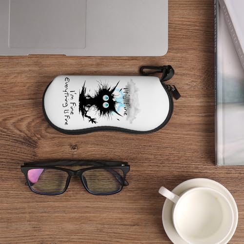Image of Sunglasses Soft Case, Cute Ultra Light Portable Neoprene Zipper Eyeglass Glasses Case with Belt Clip for Men Women