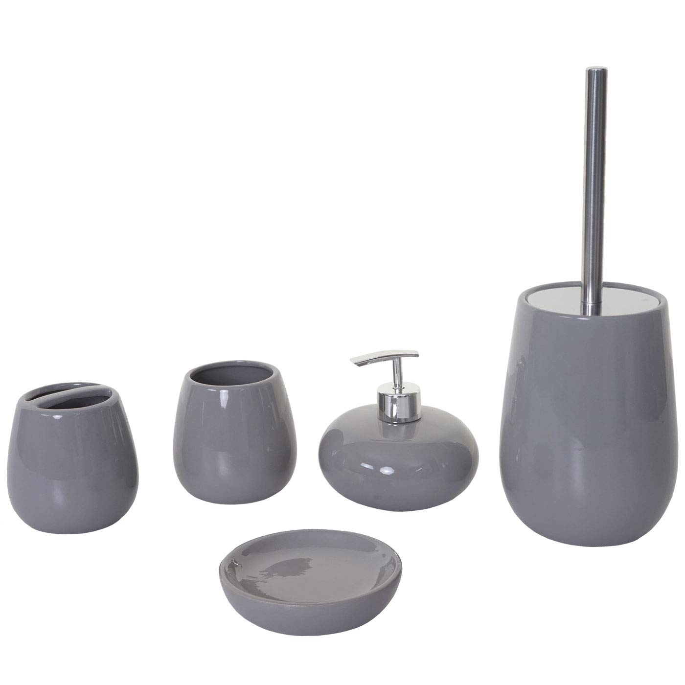HWC-C72AM - Juego de accesorios de baño (5 piezas, cerámica), color gris
