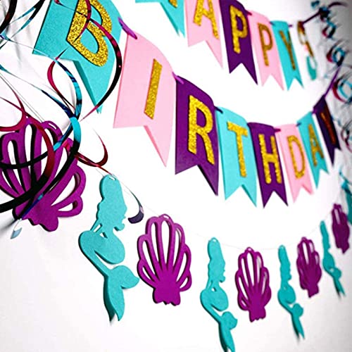 Verjaardagsdecoratie Met Happy Birthday Banner Zeemeermin Verjaardag Banner Gelukkige Verjaardag Banner Garland Voor… - Image 3