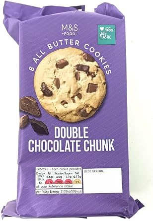 M&S Food 8 All Butter Cookies Double Chocolate Chunk 200g - 2 Pack in a Premier Life Store Box