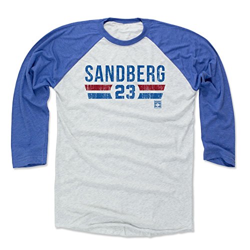 500 LEVEL Ryne Sandberg 3/4 Sleeve T-Shirt (Baseball Tee X-Large Royal/Ash) - Ryne Sandberg Font B