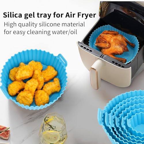Image of LANFFIA 6 Pcs of Air Fryer Liners Air Fryer Accessories Silicone Baskets /Pots /Liners with Oil Brush and Spatula Set Pack of 8
