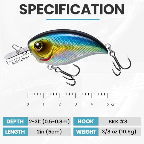 Image of TRUSCEND Easy Catch Crankbait with BKK Hooks, Shallow or Deep Diving Crank Bait Fishing Lures for Bass Pike Walleye, Unipue Wobble Design for More Bites, Vibe Lipless Crankbaits Freshwater Saltwater