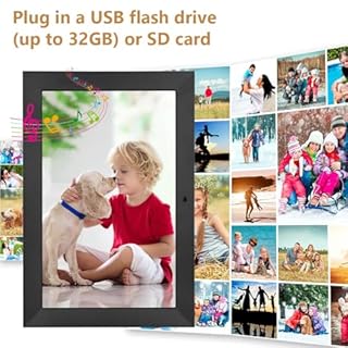 Vicloon Cornice Digitale 10.1 Pollici, Schermo 1280x800 HD IPS, Cornice Elettronica con Telecomando, Foto/Musica/Video/Calendario/Orologio, Supporto USB o Scheda SD, Rotazione Automatica (Non WiFi)