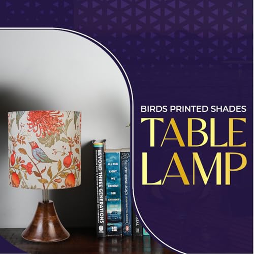 Image of Lexton Birds Printed Shades Wooden Base Table Lamp for Bedroom, Bedside Table Lamp for Living Room, Home Decor Items to give Decent Look in Your House - (Pack of 1)