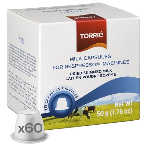 Torrié Milk Pods Compatible with Nespresso® Original Skimmed Milk Capsules - 60 Pods – Creamy Topping for Latte, Cappuccino & Macchiato Instant Foam