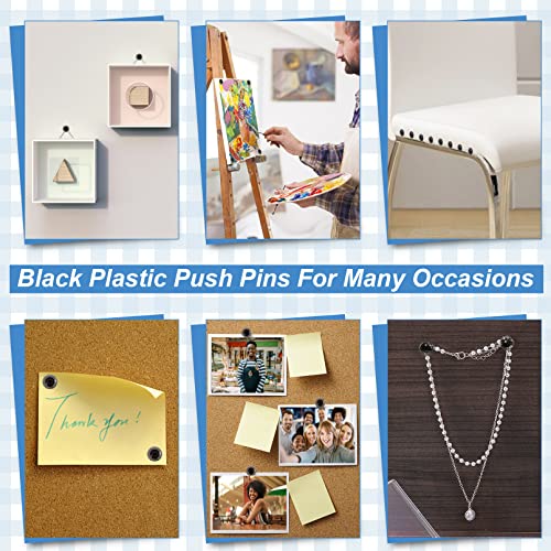 100 Pcs Black Push Pins,Plastic Thumb Tacks For Wall,Standard Plastic Head And Steel Point Push Pins,Flat Black Thumbtacks,Round Head Pushpins For Cork Board Bulletin Board Home Office School Supplies #TOP5