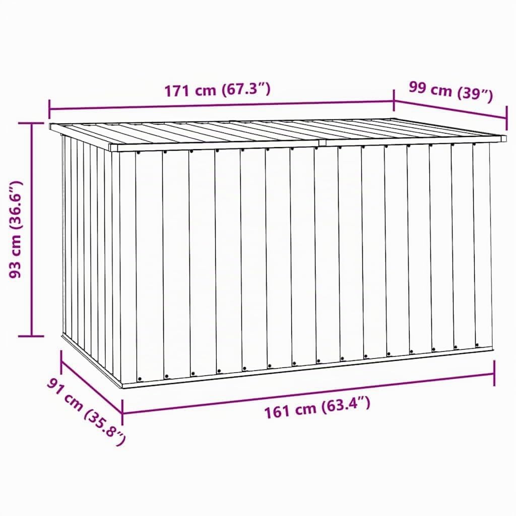 vidaXL Caja de almacenaje para jardín gris 171x99x93 cm