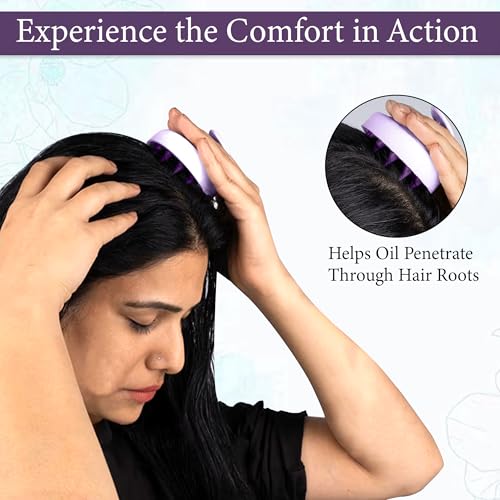 Image of GLUN Pack of 2 Scalp Shampoo Brush - Silicone Hair Scalp Massager for Dandruff Removal & Deep Cleansing (Purple)