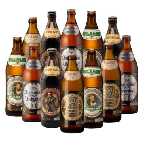 Augustiner German Lager Mixed Case 12 Pack | Helles Dunkel & Edelstoff | Premium Munich Lager Selection | Authentic Bavarian Beer Case