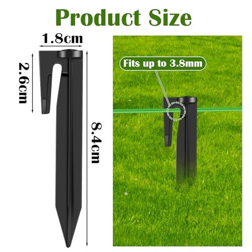 GROFIS 100 Stück Erdnägel für Mähroboter Begrenzungskabel, Haken Erdanker aus Stabile PP, Erdnägel Heringe Erdspieße Nagel für Rasenroboter Begrenzungsdraht Zelt Camping,... – Bild 2
