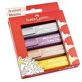 FABER-CASTELL 154640 - Set de rotuladores TL 46, estuche de 4 unidades, colores metálicos, con punta cónica duradera, ancho de trazo 1-5 mm