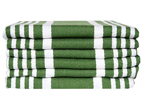 Urban Villa Kitchen Towels Trendy Stripes Olive Green/White Set Of 6 Dish Towels For Kitchen Highly Absorbent 100% Cotton Over Sized 20X30 Inches Kitchen Towels Mitered Corners Kitchen Hand Tea Towels #TOP2