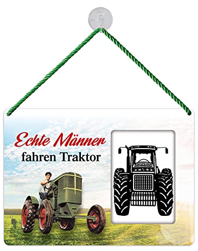 Blechwaren Fabrik Braunschweig GmbH - Cuadro de chapa de culto para hombre, conducción, tractor, 25 x 18 cm, marco de fotos KR048