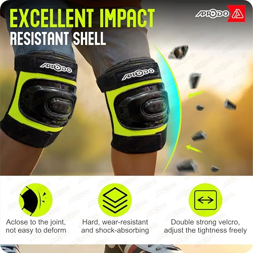 Image of APRODO Kids Protective Gear Set for Roller Skating, Skateboarding & Cycling |for Kids 5 to 12 Years (Neon Green) | Knee and Elbow Pads Wrist Guards Set for Skating, Skateboard & Cycling