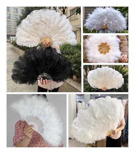 Éventail en plumes de poulet pliable chocolat résistant pour danse - 8