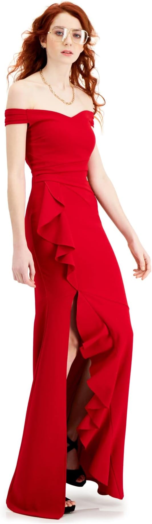 Emerald Sundae Womens Front Slit Maxi Evening Dress