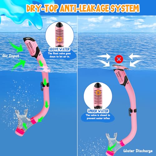 Set de snorkel para niños, equipo de snorkel con tapa seca para edades 5-15 años, máscara de buceo juvenil con lentes de vidrio templado, antiempañante y vista panorámica miniatura 3
