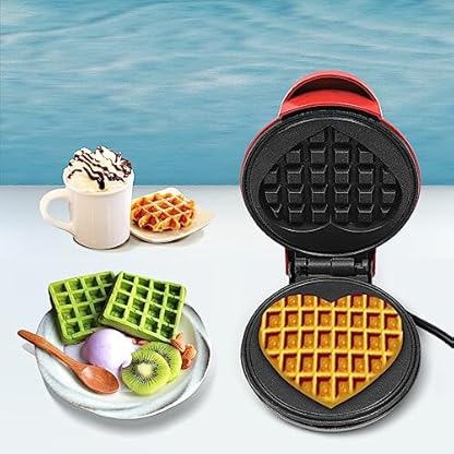 Herzform Waffeleisen, Waffeleisen Kleiner Waffelmaker Mini Waffeleisen Herzform mit Antihaftbeschichtung, Elektrischer Kuchen Hersteller für Pfannkuchen – Bild 7