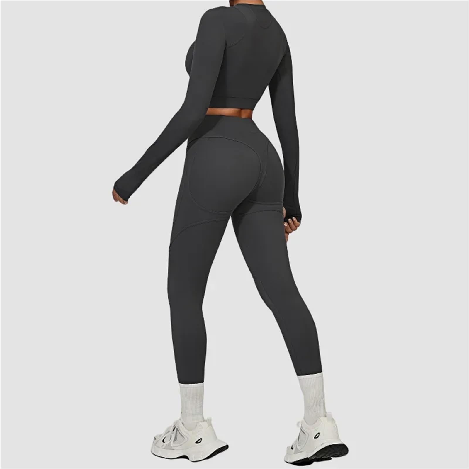 Set da yoga da donna Set da yoga donna Sport Fitness Vita alta Pesca Anca Skinny Grinding Corsa all'aperto a maniche lunghe