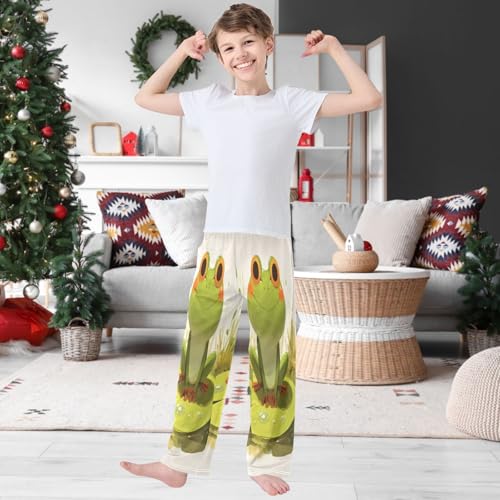 Boy's Pants Smile Frog Jogger Pants Elastic Waist Long Bottoms Trousers with Pockets 6-14 Years2