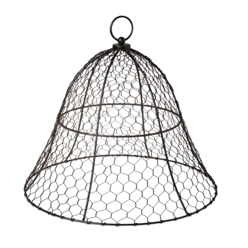 Gardeners Supply Company Sturdy Chicken Wire Cloche Plant Protector Cover | Sturdy Metal Cage Garden Protection for Your Plants & Seedlings | 16 in Diameter x 12-1/2 H - Black