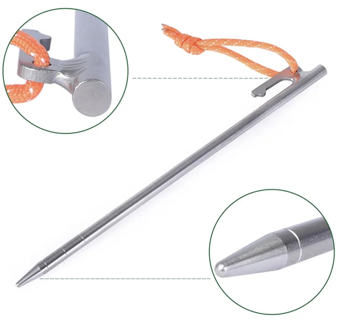 Picchetti Da Tenda In Titanio Ultraleggeri – 6 Pezzi Da 200 Mm, Robusti E Con Paracord Per Campeggio