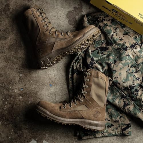 Belleville 510 MEF 8 Inch Marine Corps Lightweight Tactical Boots for Men (EGA) - High Traction Outsole Military Boots - Berry Compliant - Coyote Brown Leather4
