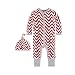 Burt's Bees Baby Baby Girl's Romper Jumpsuit, 100% Organic Cotton One-Piece Coverall, Cranberry Chevron, 6-9 Months