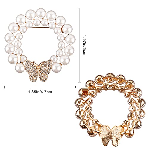 Image of Pearl Diamond Brooch Pins for Dress Sweater Scarf, Wedding Party Decoration Birthday Christmas Gift