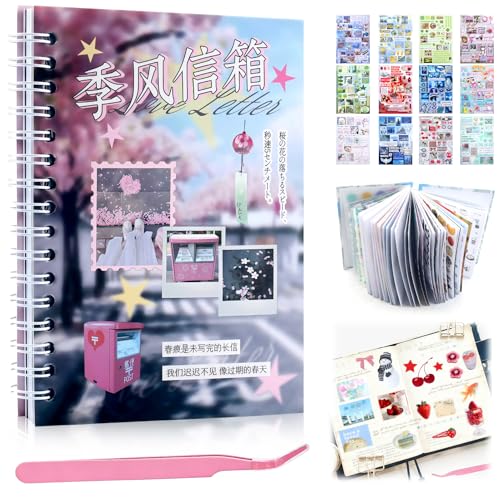 Image of 800Pcs Cute Scrapbook Stickers Travel Y2k Japanese Sticker Book for Adult Kawaii Korean Stickers for Journaling Laser Aesthetic Sticker Glitter Toploader Decor for DIY Card Art Crafts 30 Page Mailbox