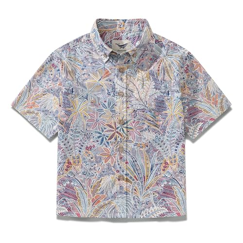 Parent-Children Hawaiian Shirt 100 Cotton Tropical Palm Tree Kids' Short-Sleeve Aloha Button-Down Shirts