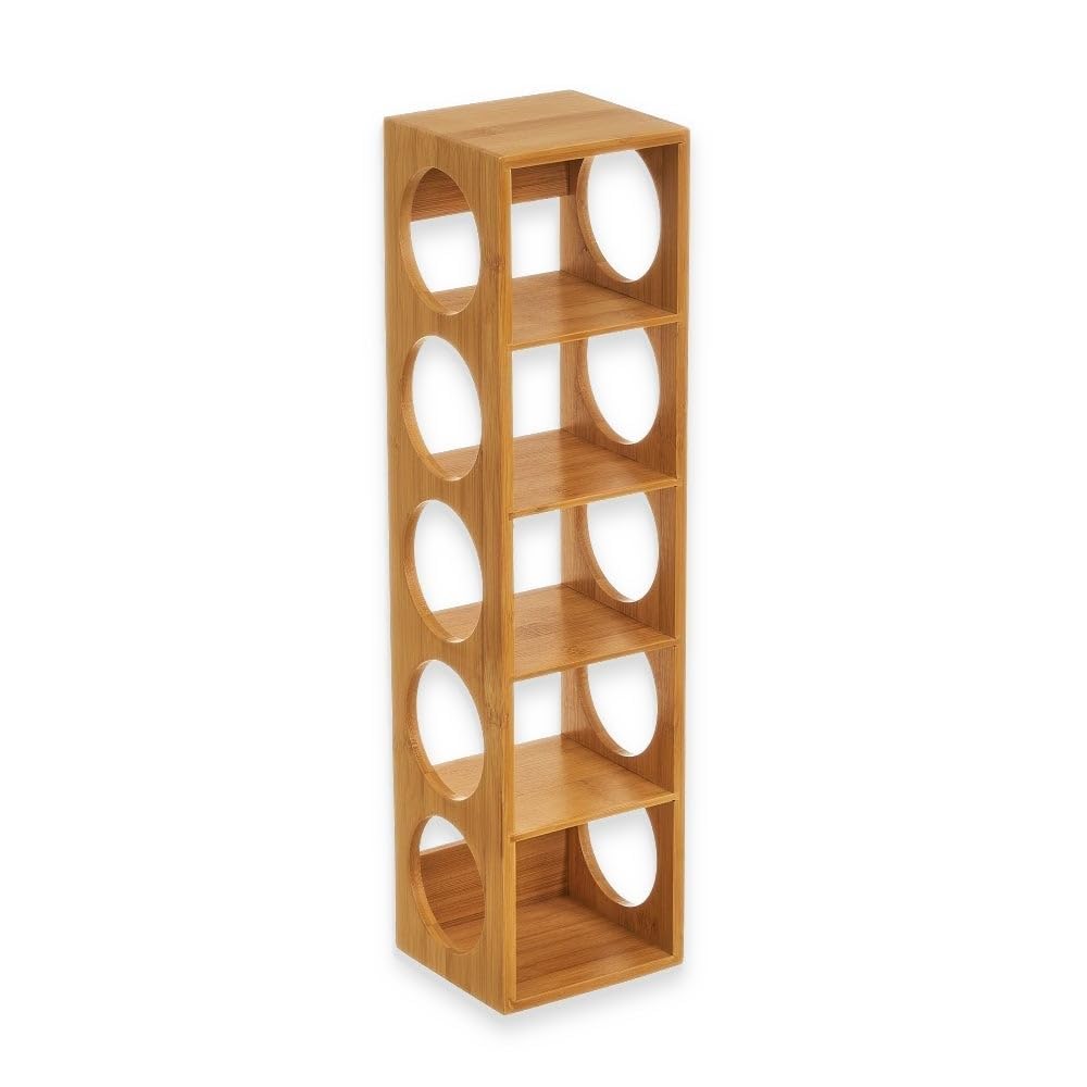 LOLAhome Botellero de bambú natural apilable para 5 botellas de vino 53x13x13 cm