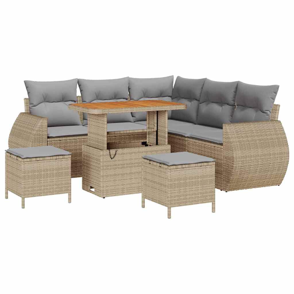 Set di 8 mobili da giardino modulare in polyrattan con tavolo