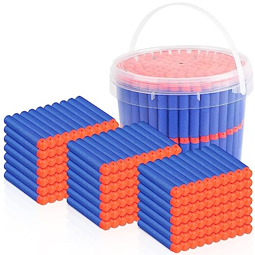 Mlikero 300 Balas Dardos de Espuma, 7.2cm Balas de Recambio para Pistola Juguete, Dardos Accesorios con Cubo de Almacenamiento Portátil, Azul