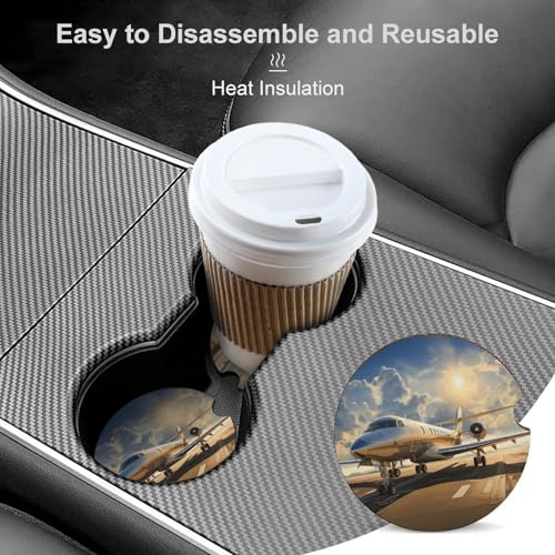 Portavasos de madera para coche con diseño avión privado 2 unidades miniatura 4
