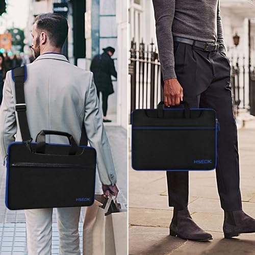 Image of Hseok Laptop Shoulder Bag 13 13.3 14 Inch Case Compatible with MacBook Pro /Neo 14 inch M5 /M4 /M3 /M2 /M1,Mac Air /pro /Neo 13 inch and Most 13 13.3 14 Notebooks,Spill-Resistant Briefcase,Black & Blue